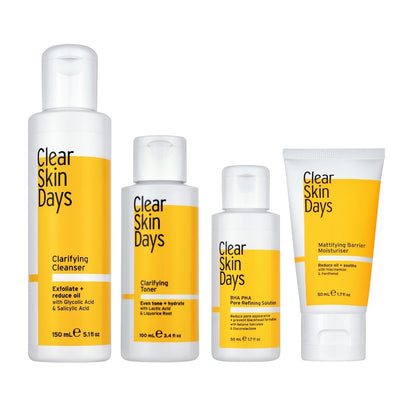 Clear Skin Days | Combination Skin Bundle | Cleanser, Toner, BHA PHA Serum and Moisturiser